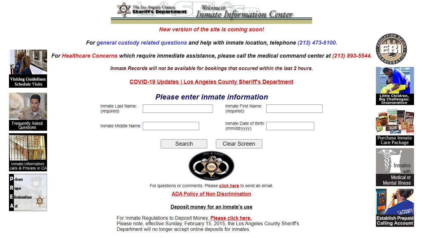 LASD Inmate Information Center - Inmate Search